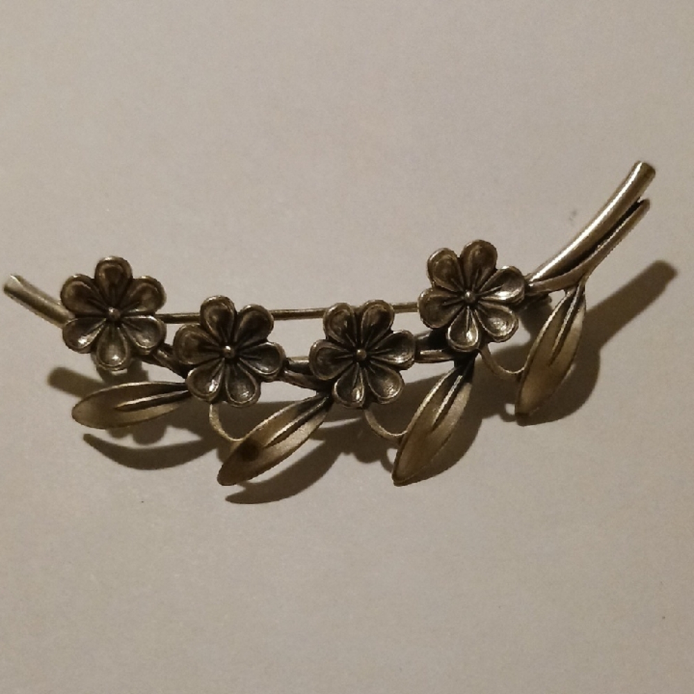 BEAU Sterling Floral  Brooch